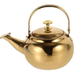 ABOOFAN Gold Whistling Tea Kettle, 14cm Stovetop Teapot, Stainless Steel Water Boilers, Beverage Carafe Pitcher with Infuser Camping Coffee Kettle for Home Kitchen Hotel