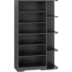 Tall Shoe Rack, Multifunctional Shoe Cabinet with Open Storage, Entryway Shoe Organizer for Closet, 7-Tier Wooden Shoe Storage Closet with Adjustable Shelves, Black SC02BK