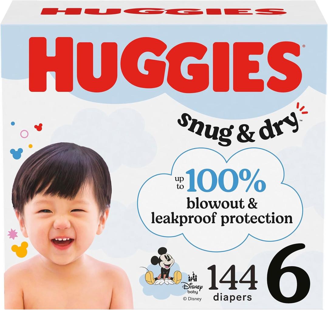 Huggies Size 6 Diapers, Snug & Dry Baby Diapers, Size 6 (35+ lbs), 144 Count (2 Packs of 72)