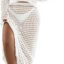 BEAUDRM Women's 2 Piece Plus Size Cover Up Sweater and Split Thigh Skirt Set Beach Swim Cover Up Outfit (White, XXXL)