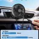 USB Car Vent Fan with Hooked Bracket: 5V/1A Portable Cooling Clip Fans for Car Air Vent Powerful 3 Speeds Quiet Brushless Motor Rotatable Clip-on Cooler for Most Vehicle Van Truck SUV RV Not Battery