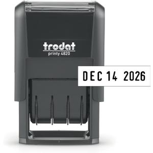 Trodat 4820 Printy 4.0, Self-Inking Date Stamp for Professional, Classroom and Personal Applications, 3/8 x 1-, CO2 Compensated Date Stamper (Black)
