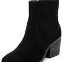 Ruiee Women's Ankle Boots Low Chunky Heeled Booties Casual Comfortable Fall Winter Pointed Closed Toe Short Boots for Women. Size 7