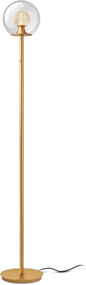 Tubicen Gold Floor Lamp with Dual-Globe Glass Shade Memory Function Art Decor 4-Stage Touch Control Dimmable Modern LED Corner Standing Floor Lamp for Bedroom Office Living Room Bedside
