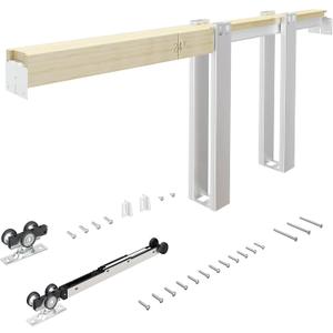 24"-28"x 80" Pocket Door Frame Kit with 98LBS Soft Close Mechanism,Aluminum Track Hardware Suitable for Doors Wide 24"-28",2X4 Studs Wall,Smoothly and Quietly Easy to Install