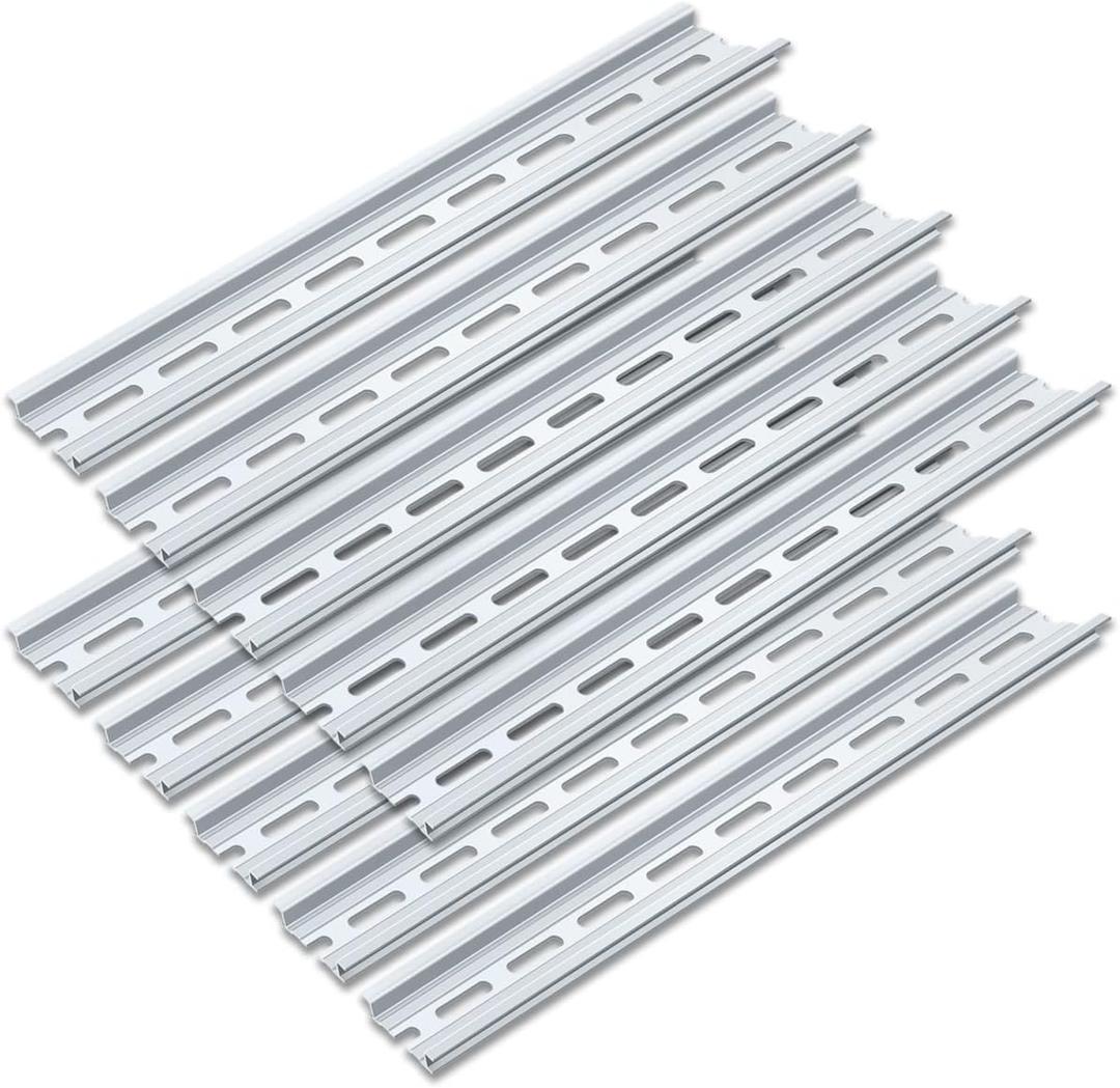 10 Pieces 1 Meter Aluminum DIN Rail, Top Hat Slotted DIN Rails with RoHS for Professionals and DIY Cut Length | Hardware Components Mounting - 1 Meter Long, 35mm Wide, 7.5mm High