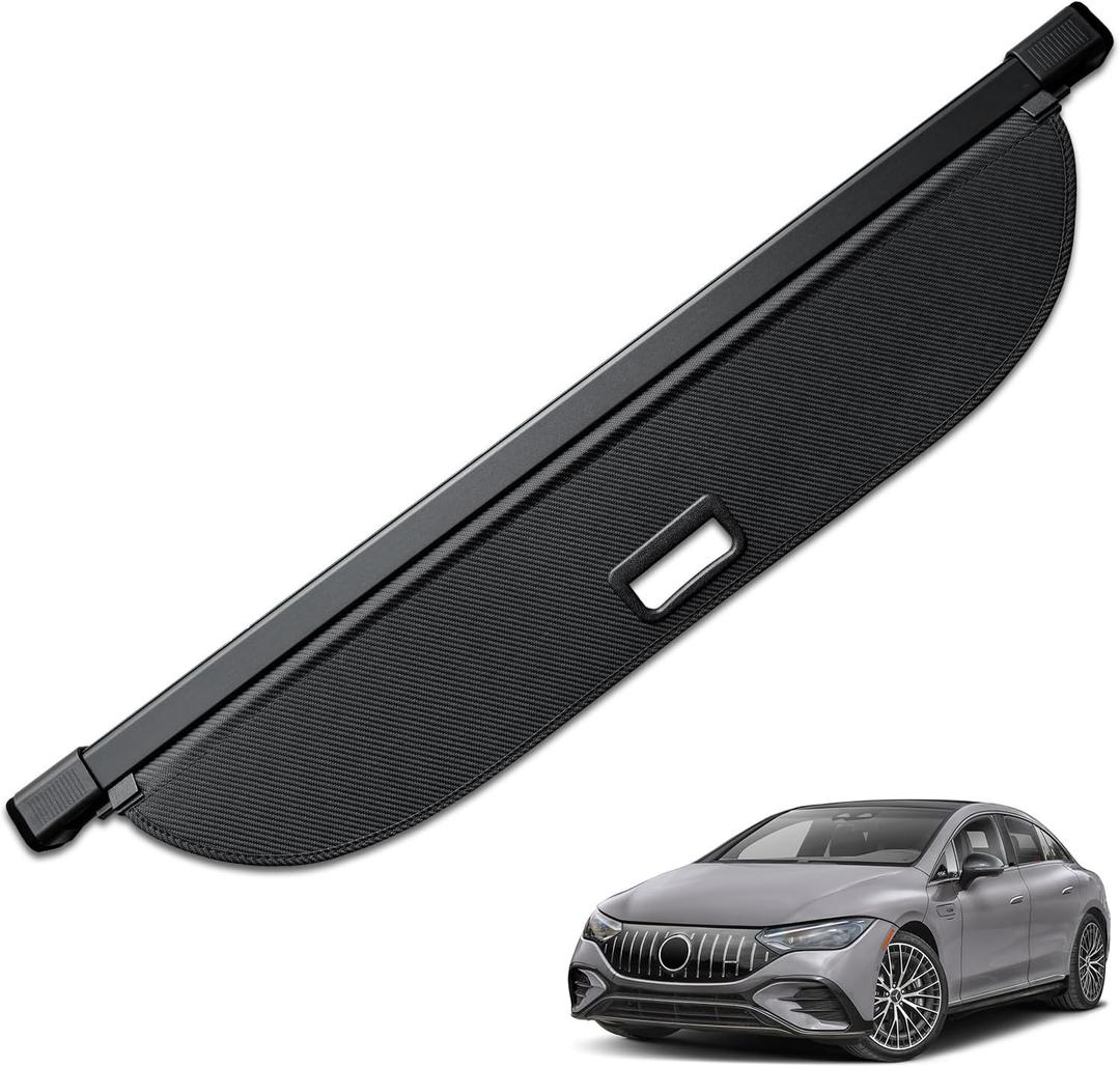 HAFIDI® Cargo Cover for 2023-2025 Mercedes Benz EQE SUV Retractable Trunk Cargo Cover EQE Accessories Anti-Peeping Anti-Theft Privacy Screen,Trunk Luggage Shield Shade Carbon Fiber Texture