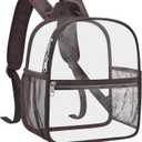USPECLARE Clear Backpack for Stadium Approved 12×6×12, Water proof Clear Bag for Stadium Events and Concert Work Sport Event, Brown