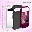 Hocase for Google Pixel 9 Pro XL Case, Shockproof Heavy Duty Protection Hard Plastic+Silicone Rubber Bumper Hybrid Protective Case for Google Pixel 9 Pro XL 6.8" 2024 - Royal Purple Flowers