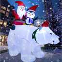 Artiflr 7FT Lighted Christmas Inflatable Polar Bear with Santa Claus and Penguine Christmas Decoration for Christmas Party Yard Garden Decoration