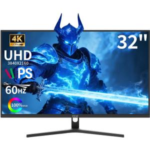 ZZA 32" Monitor | 4K UHD 3840x2160, IPS Panel, 60Hz, Adaptive Sync, 100% sRGB, Back Breathing Light,Blue Light Filter, VESA Mountable 75x75mm