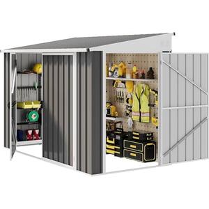 DWVO 7x4 FT Outdoor Weatherproof Storage Shed, Secure Metal Bike Shed w/ Lockable Entry, Garden Storage Solution for Lawn Equipment, Tools, Waste Bin, Dark Gray
