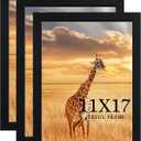 11x17 Picture Frame Set of 3,Wooden Frame 11x17 Wall Gallery Poster Photo frame Black with Durable Shatter Resistant Plexiglass for Wall Mounting Family -friend- wedding best gift