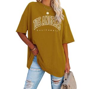 Womens Oversized Los Angeles California Graphic T Shirts Half Sleeve Summer Loose Casual Tees Tunic Tops (L)
