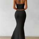SOLY HUX Women's Two Piece Outfits Twist Front Halter Cami Tops and Skirt Summer Set (Black, L)