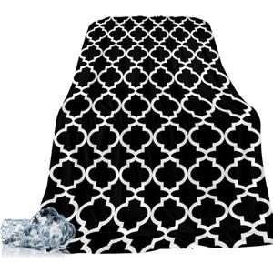 Country Cozy Cooling Blanket, Morocco Style Black Soft All Season Lightweight Summer Home Decor Blanket for Bed Couch Sofa Chair Travel, 60 x 80 Inch