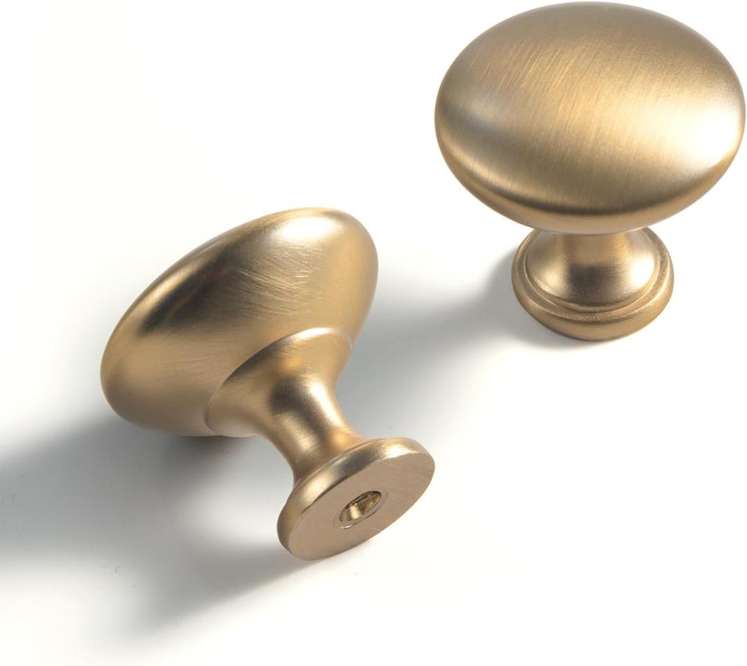 Goo-Ki 6 Pack Champagne Bronze Drawer Knobs Kitchen Cabinet Knob Zinc Alloy Hardware - Modern Single Hole/Screw Bar Cabinet Handles Dresser Pulls