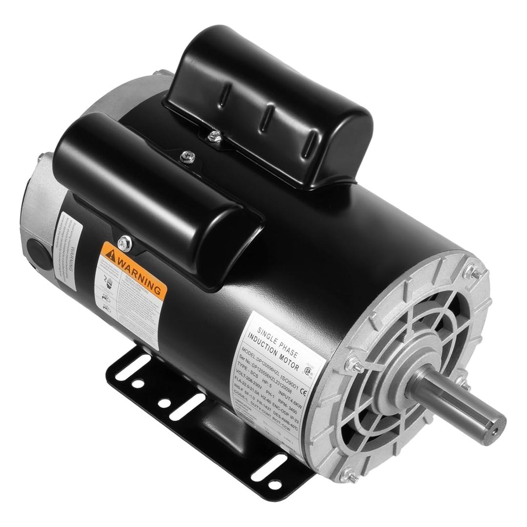 5HP Air Compressor Motor 208-230V Electric Motor 3450RPM Single Phase 7/8" Shaft for Air Compressor
