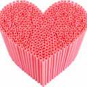 200PCS Pink Heart Shaped Straws, Cute Plastic Drinking Straws for Valentine Party, Bridal Shower, Baby Shower, Wedding, Birthday, Girls Night & Drink Decorations