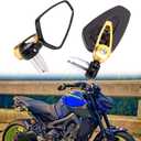7/8 22mm Motorcycle Handlebar End Mirrors Oval CNC Billet Aluminum Side Rearview Mirrors for Honda Yamaha Suzuki Kawasaki (Gold)