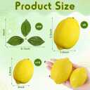24 Pcs Yellow Fake Lemons 24 Pcs Faux Lemon Leaves Artificial Fruits Lifelike Simulation Fake Lemon Decor for Home Kitchen Table Cabinet Holiday Party Photography Props