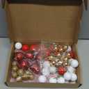 ASTARON 50 Pcs Ball Cake Topper Sticks Mini Balloons for Cake Decorating Supplies Foam Balls for Graduation Cake Birthday Cake Toppers Decorations (GoldRed Series)