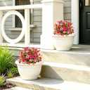 2 Pack Artificial Flowers for Outdoor, Fake Bushes and Shrubs 21''