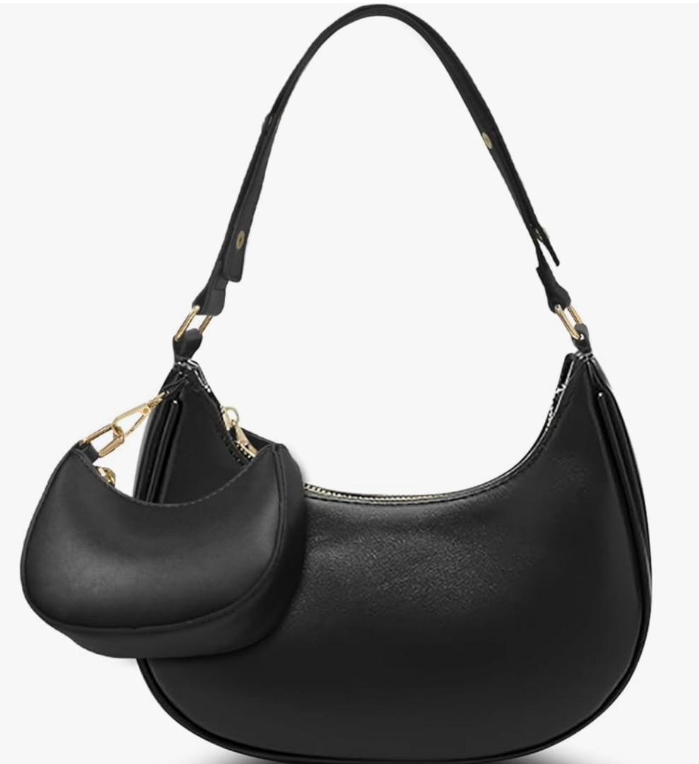 AUDTOPE Shoulder Bags for Women, Crescent Moon Handbag Cute Hobo Bag Faux Leather Mini Clutch Purse with Zipper Closure