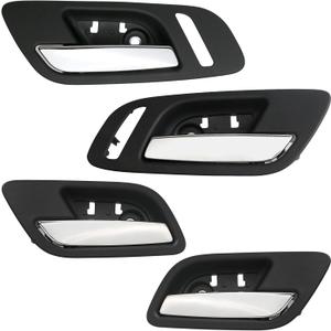 4pcs Interior Door Handles Front Rear Left &Right Side Ebony Black Compatible with 2007-2014 Chevy Silverado Avalanche Suburban Tahoe, GMC Sierra Yukon Replaces 22855627 81198 22855620 (FL+FR Small Hole)