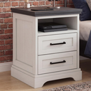 DUMOS Farmhouse Nightstand with Charging Station & USB Ports, 2-Drawer
