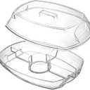 Ice Tray Server - Party Serving Container with Lid, Divided 4-Compartment Fruit Platter, Built-in Chill Feature, Fresh-Keeping Function, Buffet Display Tool, Fridge Use for Salad Shrimp Dessert