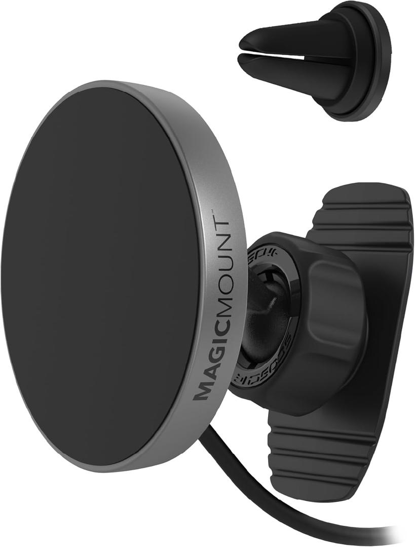 Scosche MPQMRDV MagicMount Charge Pro Qi2 MagSafe Car Mount Charger, 15W Fast Magnetic Wireless Charging Phone Holder for Dashboard/Vent Compatible with iPhone 16/15/14/13/12 Pro Max Plus, Samsung S25