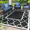 GENIMO 8 ' x 10 ' Outdoor Rug for Patio Clearance, Waterproof Indoor Outdoor Plastic Straw Rugs Carpet, Reversible Outside Area Rv Mat for Camping, Balcony Porch, Deck, Picnic, Beach (Black & White)