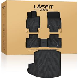 LASFIT Floor Mats & Trunk Mat for Toyota Crown 2023-2026, All Weather TPE Mats Custom Fit Floor Liners for Toyota Crown Accessories 1st & 2nd Row Full Set Car Mats and Cargo Liner, Black