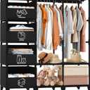 Portable Closet, Easy Assembly, Large Capacity Wardrobe Closet, Sturdy and Stable Clothes Rack with Shelves 4 Storage Baskets and 2 Hanging Rods, for Bedroom and Cloakroom Black