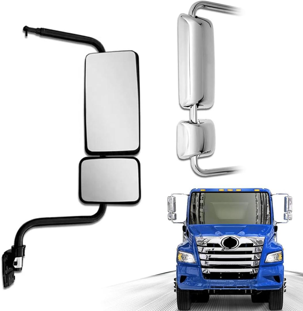 Black Door Mirror fit for 2011+ Hino 238 258 268 338 Semi Trucks Right Passenger Side