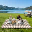 TigeJoy Extra Large Picnic Blanket Waterproof Foldable 80''x80'', Outdoor Picnic Mat Beach Blanket Sandproof for Park, Grass, Travel, Hiking, Camping Essentials, Gingham Picnic Blanket