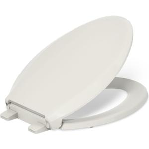 KOHLER 4636-RL-47 Cachet ReadyLatch Elongated Toilet Seat Slow Close, Soft Close Toilet Seat Quiet Lid, Contoured Grip-Tight Bumpers Installation Hardware, Apartment Essentials. Almond