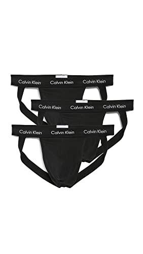 Calvin Klein Cotton Stretch 3-Pack Jock Strap, Large, 3 Black