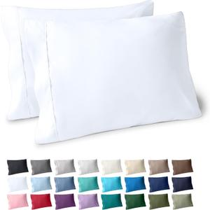 Bare Home Microfiber Pillow Cases - Standard/Queen Size - Cooling Pillowcases - Double Brushed - 2 Pack - Easy Care (Pillowcase Set of 2, White)