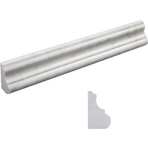 Carrara White Marble Chair Rail Trim Molding, 2x12 Inch Polished for Bathroom Kitchen Shower Walls 8 Pcs/Box