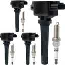Set of 4 Ignition Coil Packs & Iridium Spark Plugs Compatible with 2.0L 2.5L 2012-2019 Mazda 3, 2016-2018 3 Sport, 2014-2017 Mazda 6, 2016-2020 CX-3, 2013-2018 CX-5, 2016-2018 MX-5 Miata Replace UF656