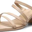 DREAM PAIRS Women's Strappy Heels Block Open Toe Low Heel Chunky Mules Sandals Dress Shoes (6, Nude)