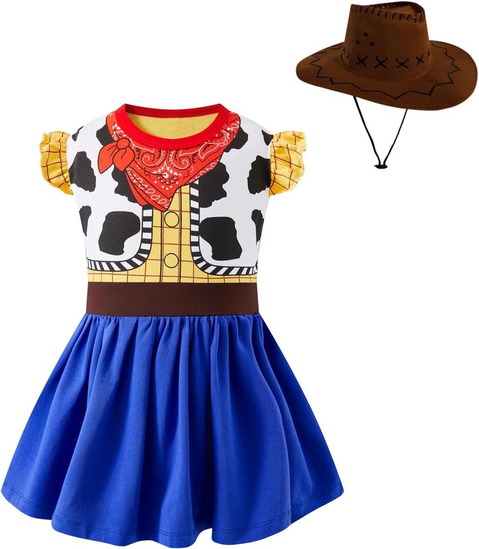 MOMMY'S NEW MAN Toddler Girls Cowgirls Costume with Cow Girl Hat Halloween Party Dress Up 2-6Years (2T)