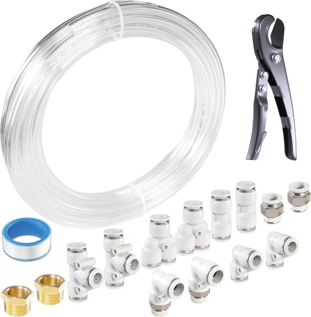 Pneumatic Tubing Clear Polyurethane PU Air Hose Pipe Tube Kit 16mm OD 12mm ID 10 Meter 32.8ft for Air Line or Fluid Transfer (16mm x 10M)