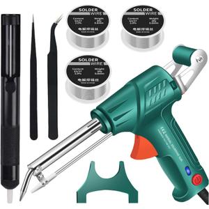 Soldering Iron Kit - Multi-function Soldering Iron Soldering Gun Set - 60W 110V Automatic Soldering Gun with Solder Gun, 3 PCS Solder Wire, Desoldering Pump, Tweezers (B-Soldering Iron Kit)