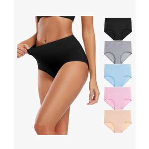 Molasus Women's Cotton Underwear High Waisted Full Coverage Ladies Panties L