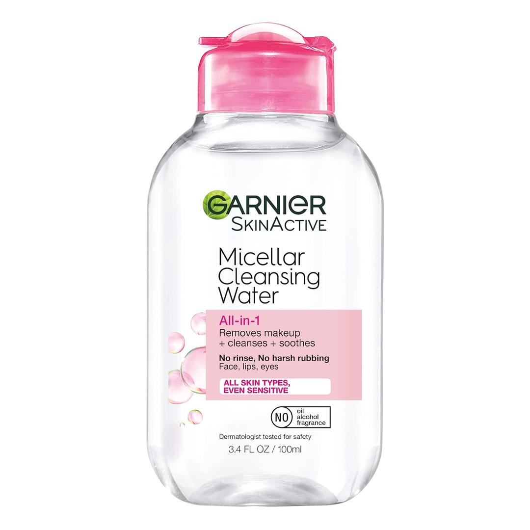 Garnier Micellar Cleansing Water, All-in-1 Makeup Remover and Facial Cleanser, For All Skin Types, 3.4 Fl Oz (100mL), 1 Count 