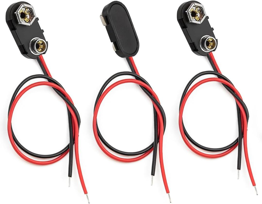 3 Pack 9V Battery Clip Connector Hard Shell for Arduino Electronics, Student Experiment, STEM Projects, and Research (I-Type)