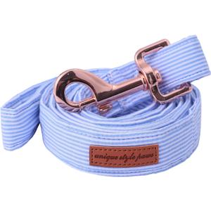 Unique style paws Durabel Dog Leash Matching Collar 6 Colors and 3 Size Soft and Comfy Handle for Dogs and Cats (Blue Stripe)